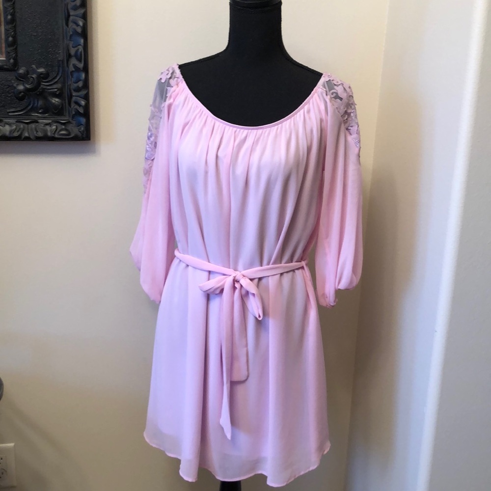 J & M Tie Dress Lilac-Pastel Pink